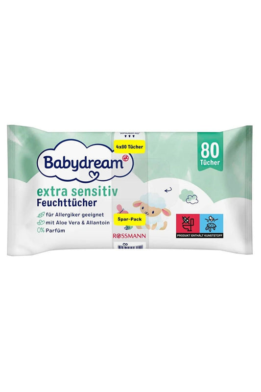 Bebek Islak Mendil Çok Hassas Cilt, Aloe Veralı 4x80'Li