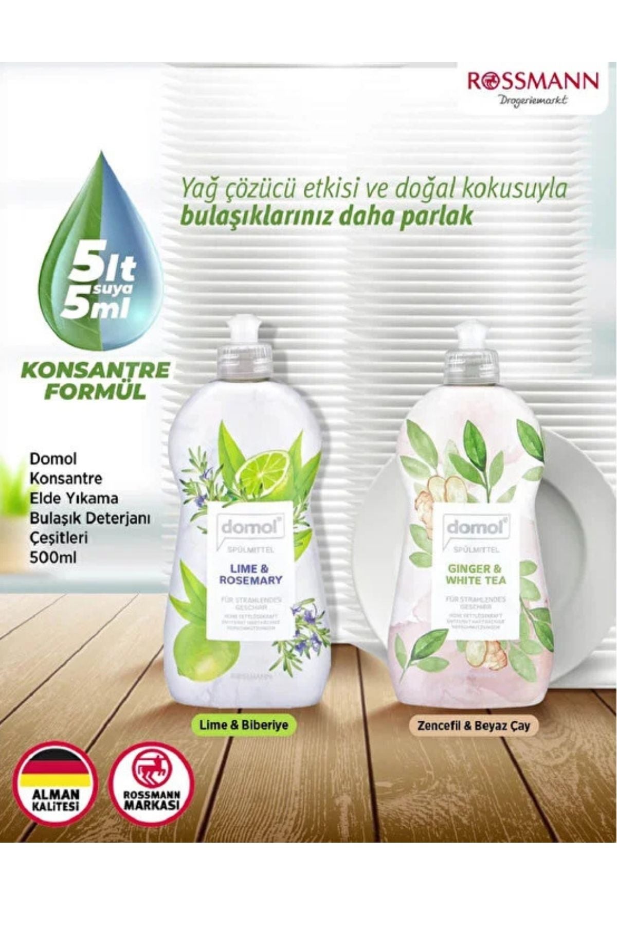 Konsantre Elde Yıkama Bulaşık Deterjanı Lime&Biberiye 500 ml