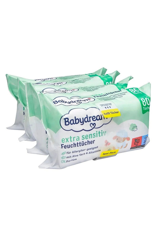 Bebek Islak Mendil Çok Hassas Cilt, Aloe Veralı 4x80'Li