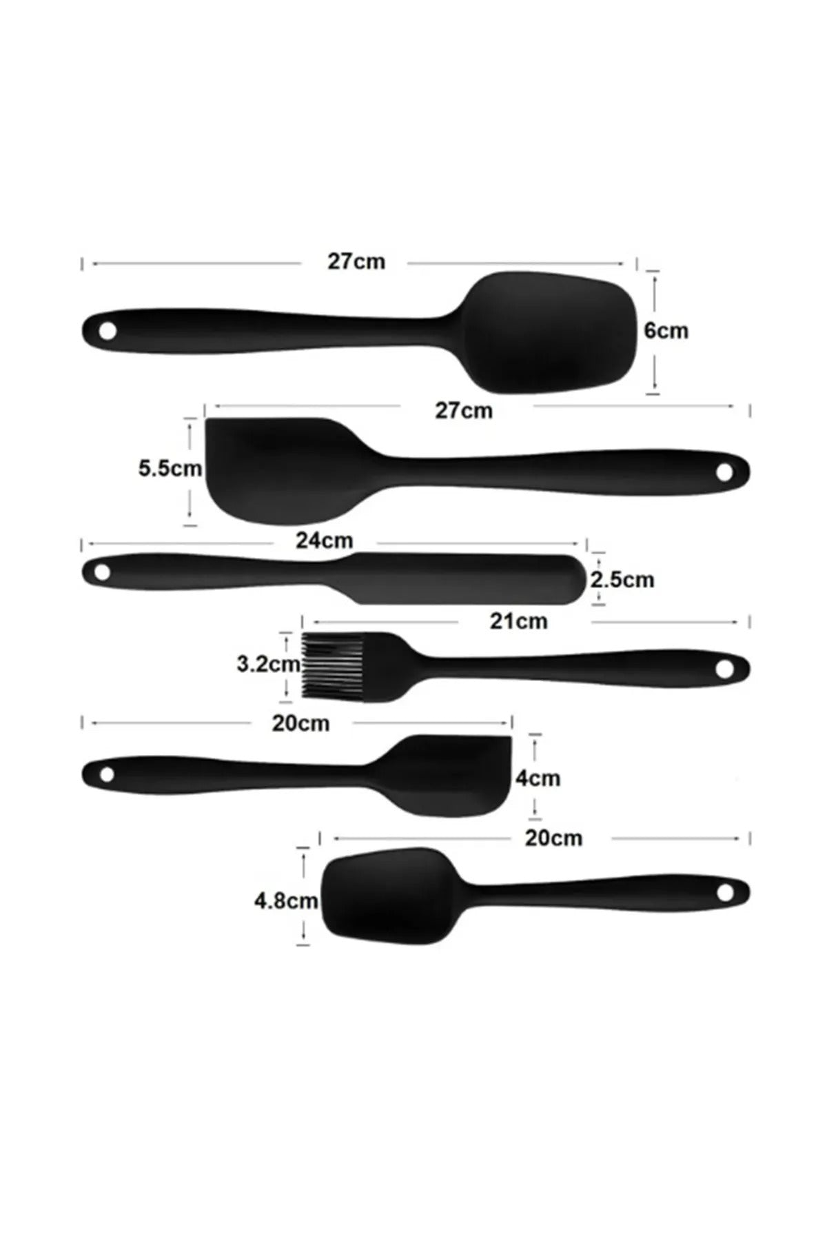 Silikon Yemek Hazırlık Seti 6'lı Pratik Fırça Kaşık Bıçak Spatula Servis Gereçleri