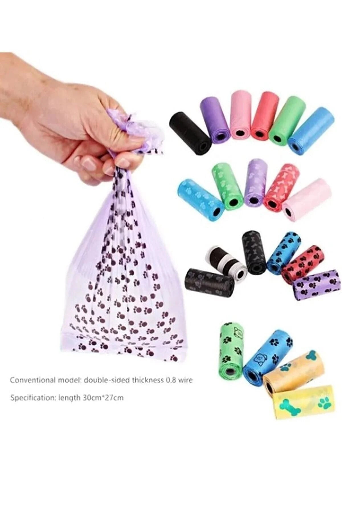 Kedi Köpek Bakım Kaka Dışkı Torbası Poşeti Kaka Almak İçin Pratik Torba 60 Adet (23cmx32cm)