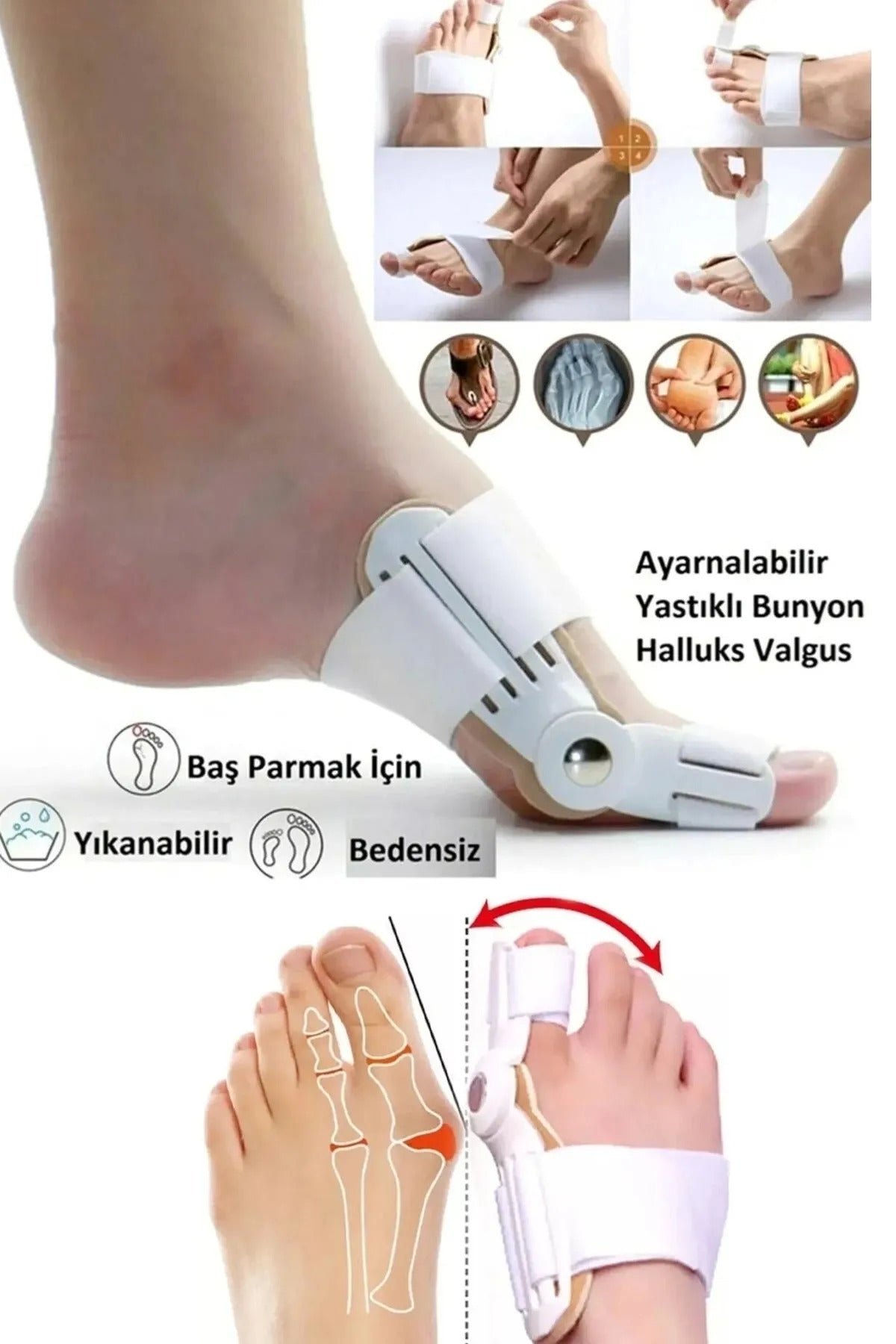 Ayak Başparmak Düzeltici Kemik Çıkığı Düzleştirici Taraklı Ayaklar Için Atel