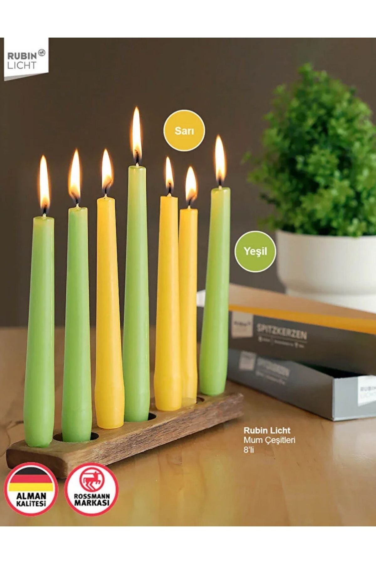 Çubuk Mum 245x23 Sarı 8'Li