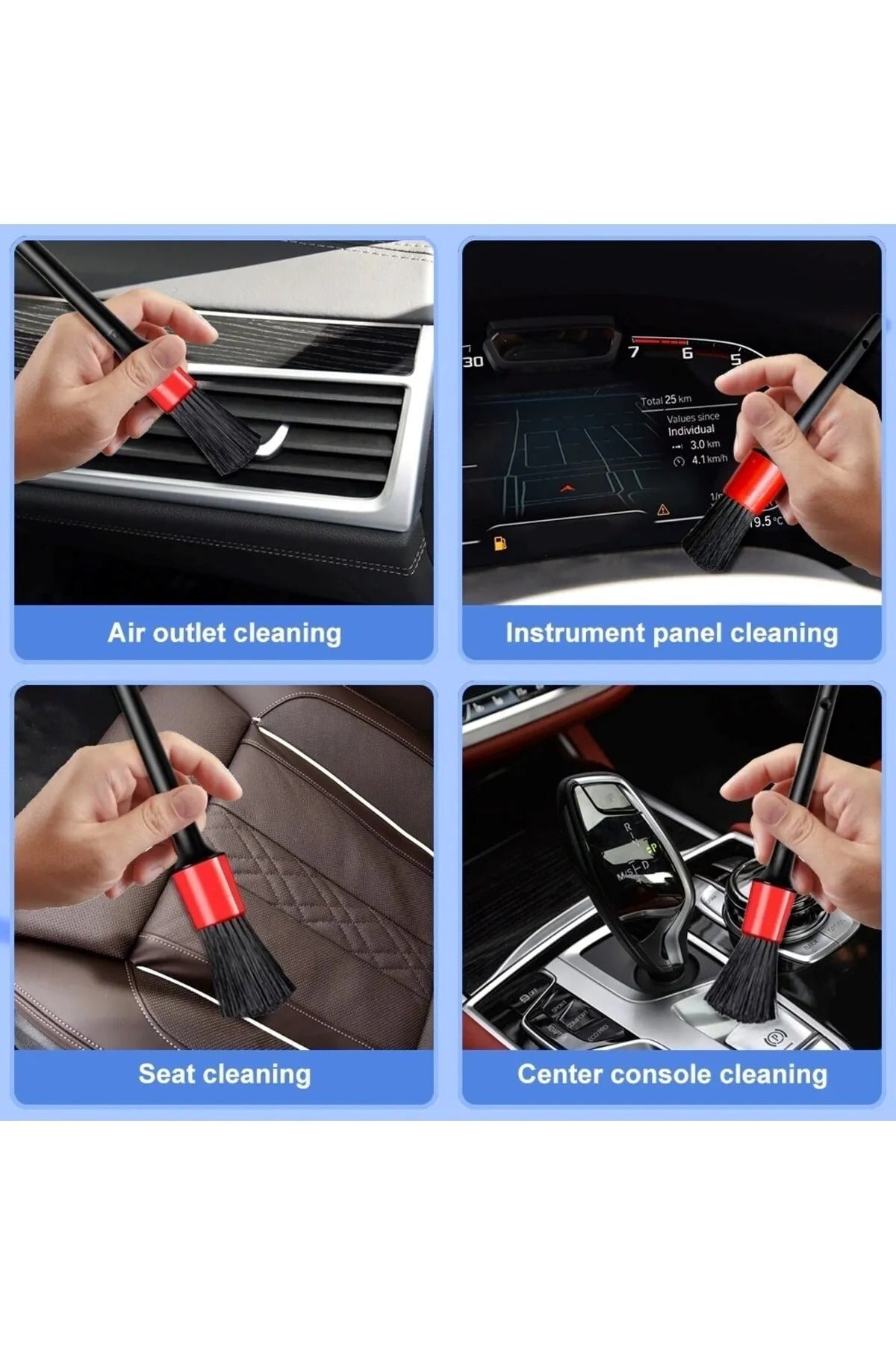 Detaylı Oto Araç Temizlik Fırçası 5+1 Yıkama Klima Temizleme Fırçası