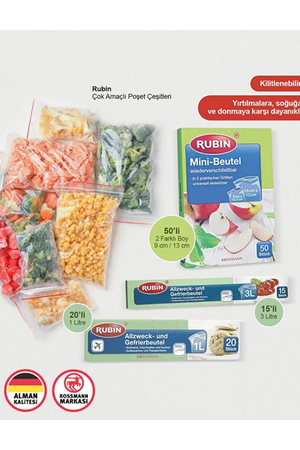 Kilitli Poşet - 3 Litre Çok Amaçlı 15'Li