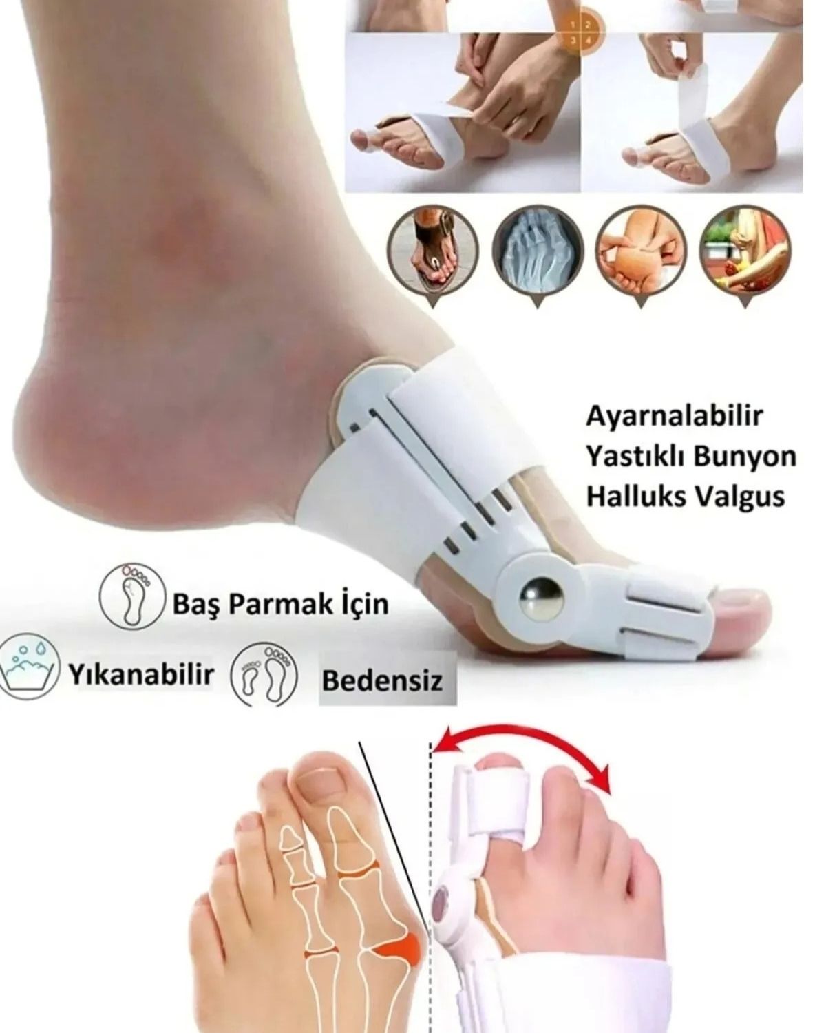 Ayak Başparmak Düzeltici Kemik Çıkığı Düzleştirici Taraklı Ayaklar Için Atel