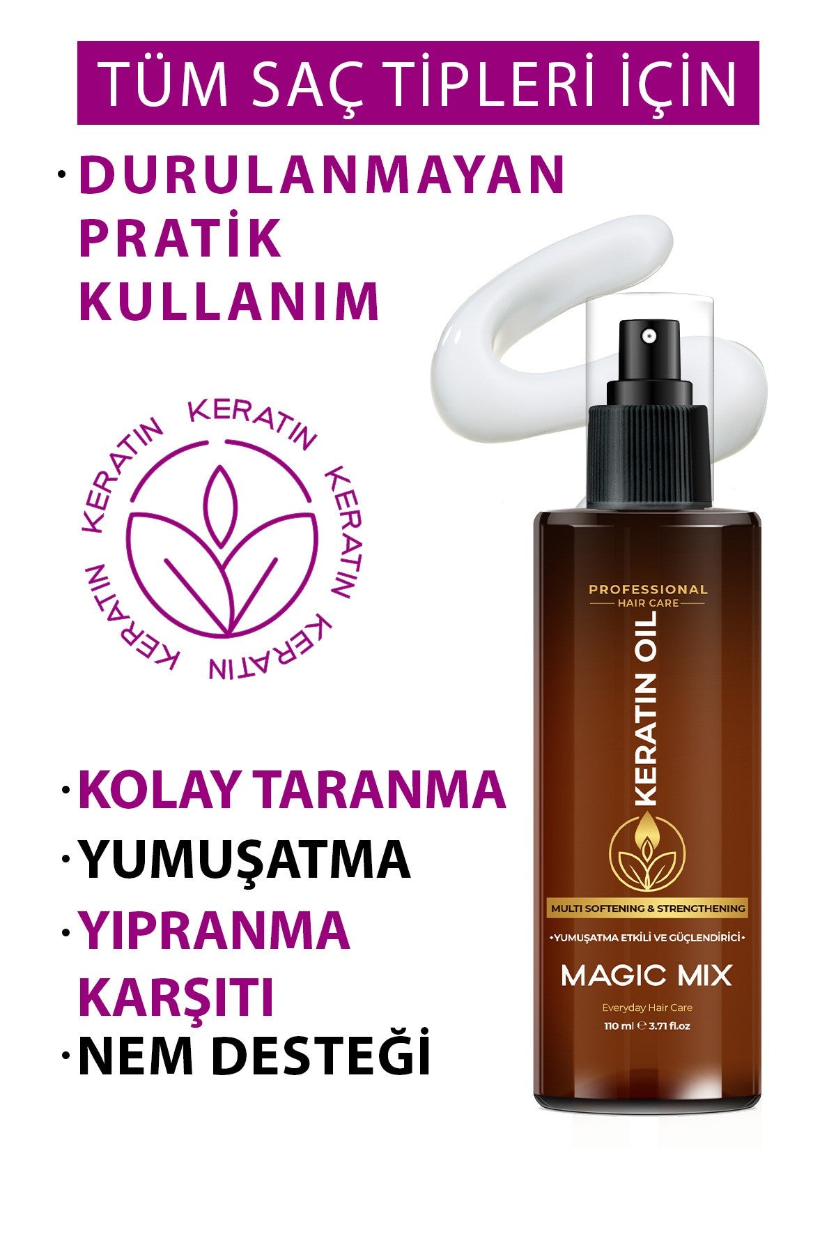 Magıc Mix Aşırı Yıpranmış Saçlar İçin Keratin Yağı 110 ml